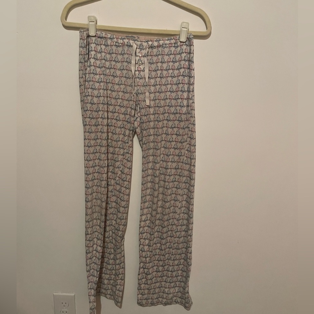 M Jane and Bleecker‎ pink blue bird pajama lounge pants size XS